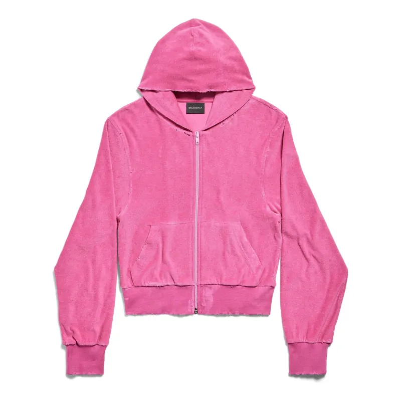 (WMNS) Balenciaga BB Motel Zip-up Hoodie Fitted 'Dark Pink' 791755TQVU85803 sold by KicksCrew