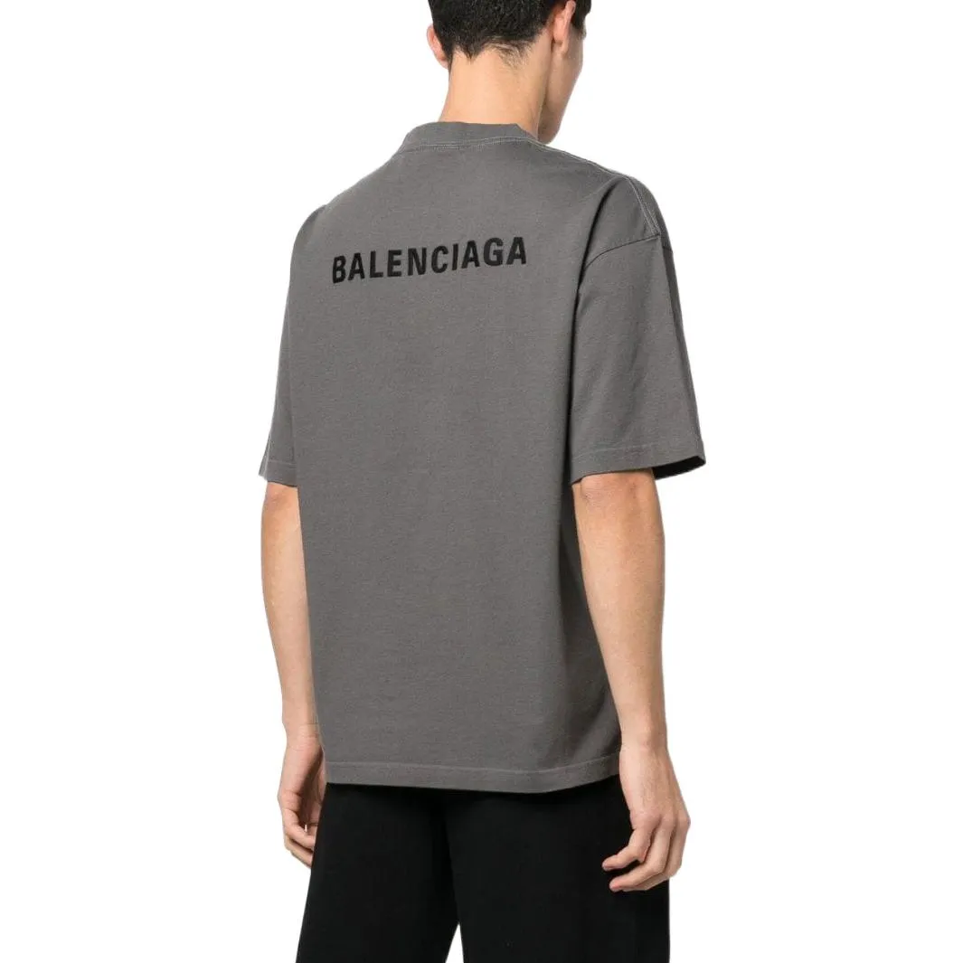 Balenciaga Embroidered-Logo Cotton T-shirt 'Grey' 612966TNVG91300 sold by KicksCrew product image thumbnail 3