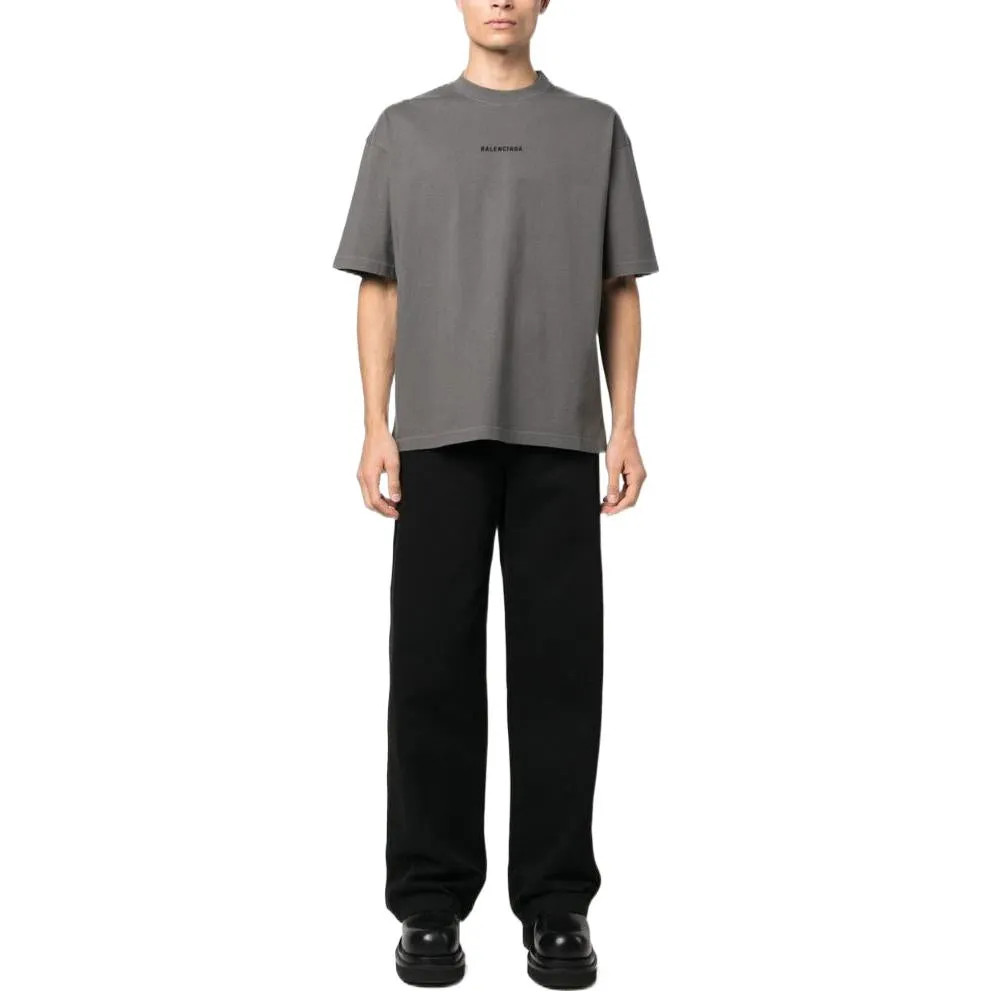 Balenciaga Embroidered-Logo Cotton T-shirt 'Grey' 612966TNVG91300 sold by KicksCrew product image thumbnail 2