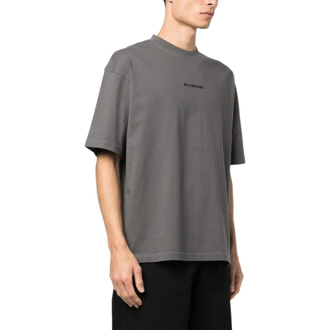 Balenciaga Embroidered-Logo Cotton T-shirt 'Grey' 612966TNVG91300 sold by KicksCrew product image thumbnail 4