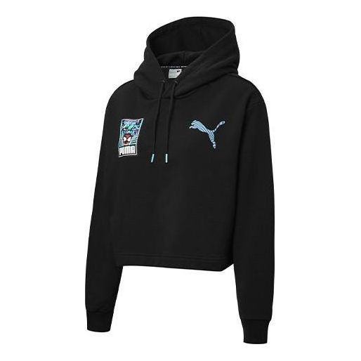 (WMNS) Puma Claw Pack Logo Hoodie 'Black Blue White' 596635-01 sold by KicksCrew