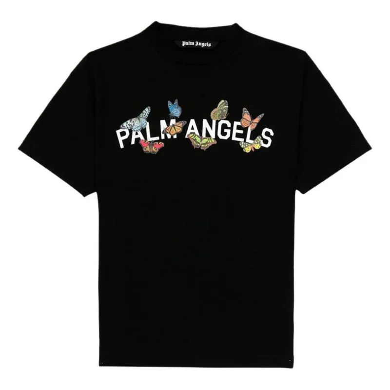 Palm Angels Butterfly College T-Shirt 'Black White' PMAA001S204130041001 sold by KicksCrew