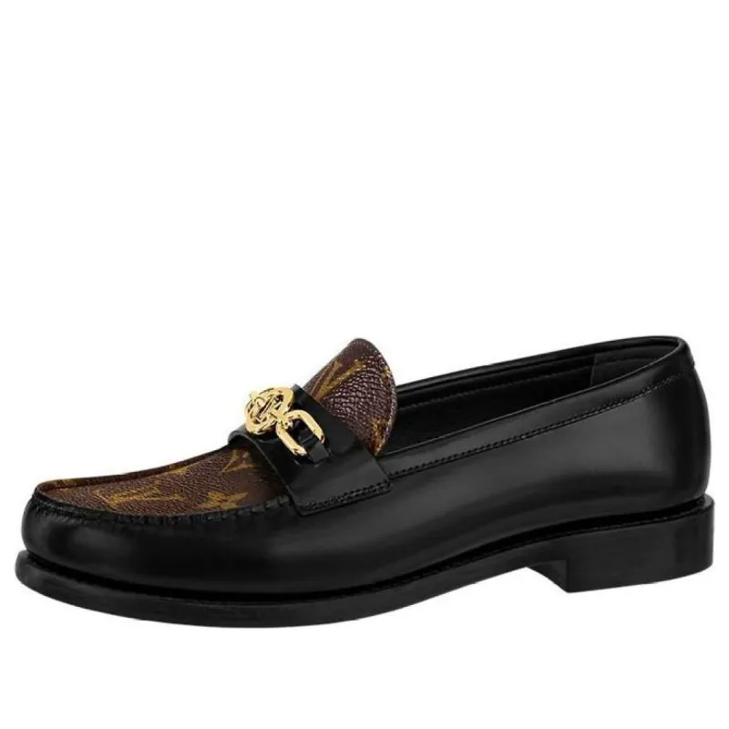 (WMNS) LOUIS VUITTON Chess Flat Loafers 'Black with Brown Monogram' 1ABPLA sold by KicksCrew