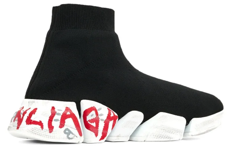 Balenciaga Speed 2.0 Sneakers 'Black Knit with Red Graffiti' 617239W2DD41096 sold by KicksCrew product image thumbnail 3