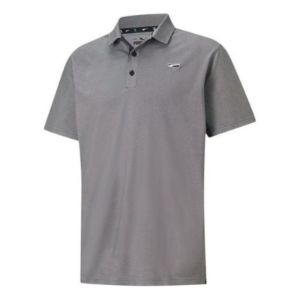 Puma Tech Pique Polo Shirt 'Grey White Black' 599277-01 sold by KicksCrew