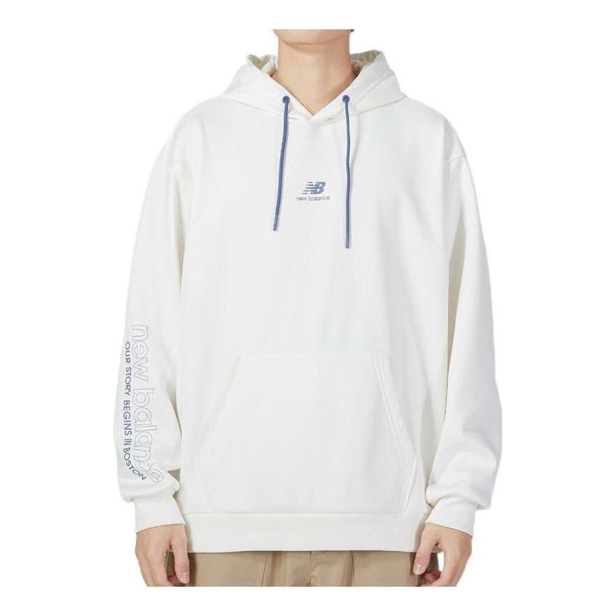 New Balance Logo Print Hoodie 'White' 5CC44623-IV sold by KicksCrew