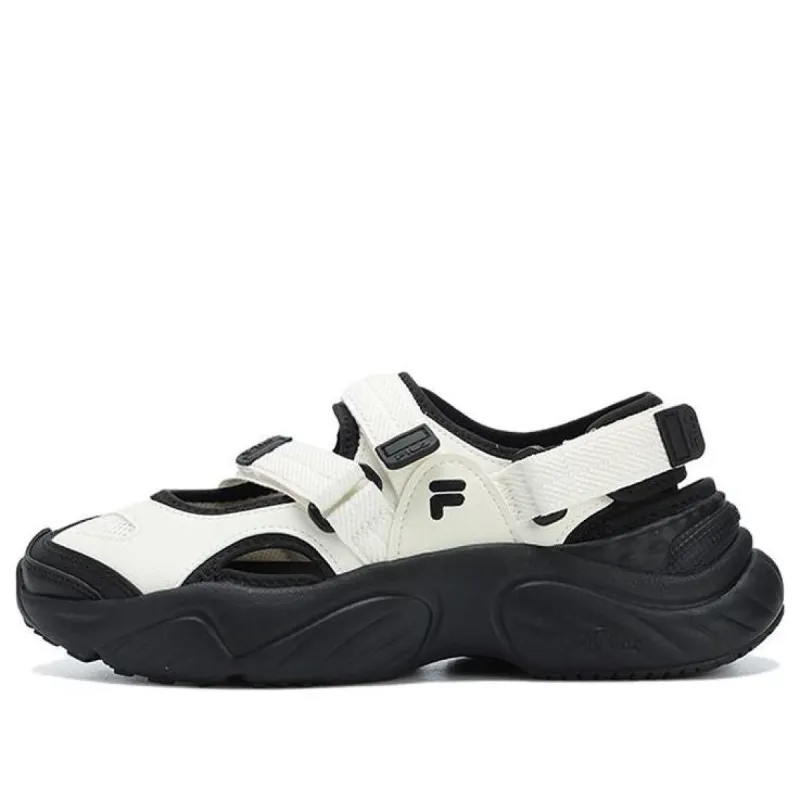 (WMNS) FILA FUSION Conch Sandals 'White Black' T12W321401FWB sold by KicksCrew