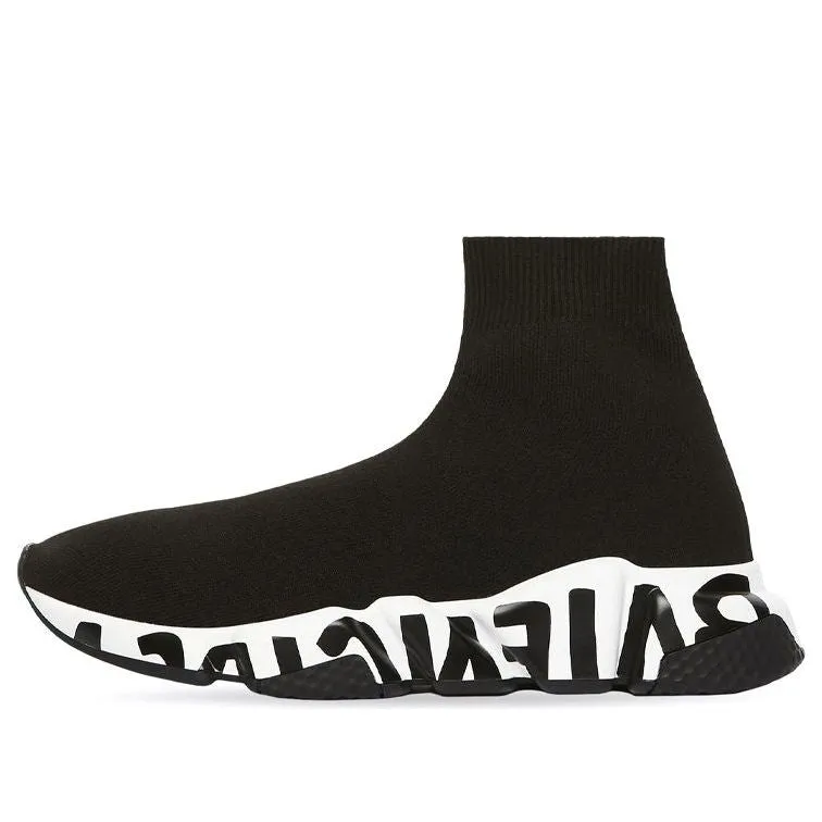 (WMNS) Balenciaga Speed Graffiti Sneakers 'Black Knit Black Graffiti Sole Unit' 605942W2DB71015 sold by KicksCrew