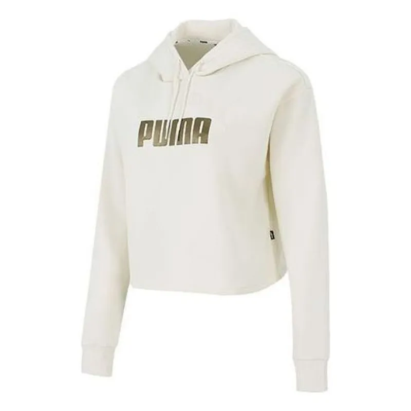 Puma Essential Metallic Cropped Hoodie 'Beige' 847673-73 sold by KicksCrew