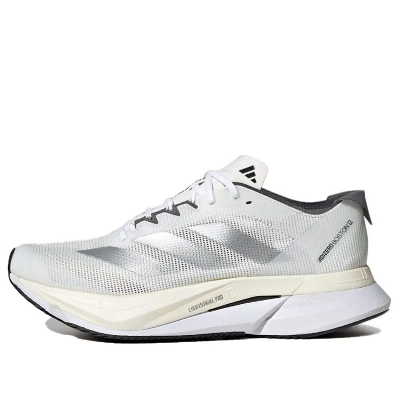 (WMNS) Adidas Adizero Boston 12 Running Shoes 'Cloud White Silver Metallic Grey Five' ID6899 sold by KicksCrew