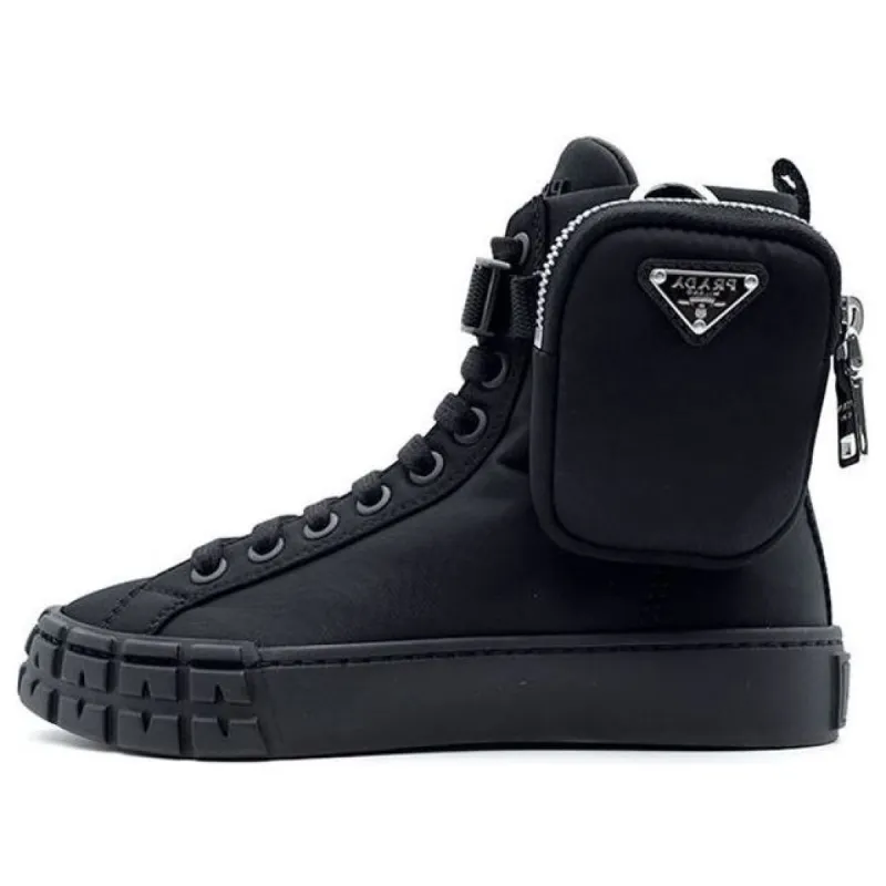 (WMNS) PRADA Wheel Re-Nylon Hight Sneakers with Larger Pouch 'Black' 1T551M_3LFV_F0002 sold by KicksCrew