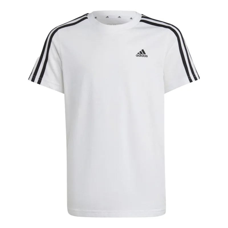 (GS) adidas Essentials 3-Stripes Cotton T-Shirt 'White Black' IC0605 sold by KicksCrew