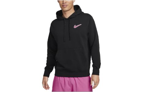 Nike Sportswear Pullover French Terry Hoodie 'Black Pinksicle' FZ5201-010 sold by KicksCrew