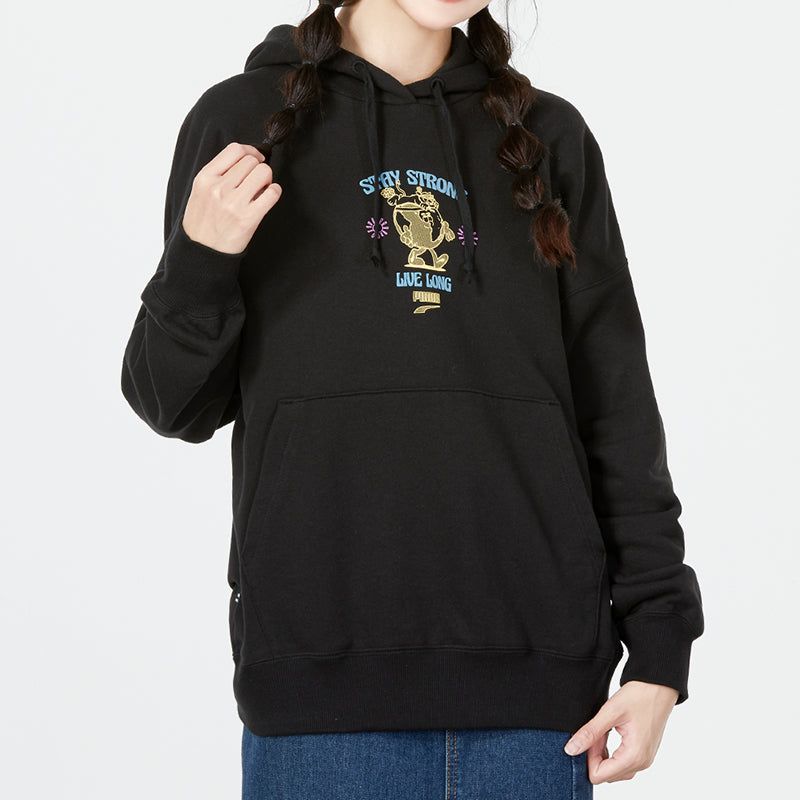 (WMNS) Puma Oversized Graphic Hoodie 'Black' 537633-51 sold by KicksCrew product image thumbnail 3