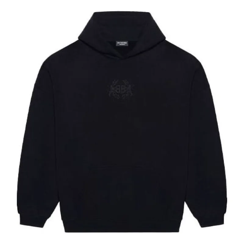 Balenciaga Embroidered BB Crest Hoodie 'Black' 620973TKV721069 sold by KicksCrew