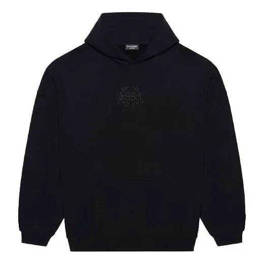 Balenciaga Embroidered BB Crest Hoodie 'Black' 620973TKV721069 sold by KicksCrew