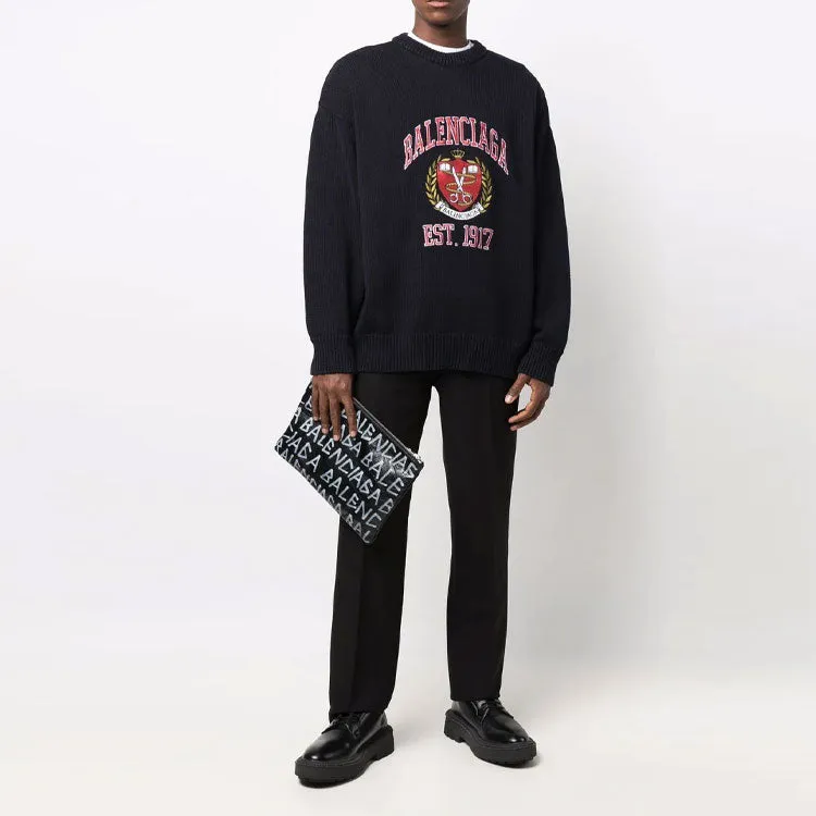 Balenciaga Est. 1917 College Logo Crewneck Sweater 'Black' 675267T32171000 sold by KicksCrew product image thumbnail 2