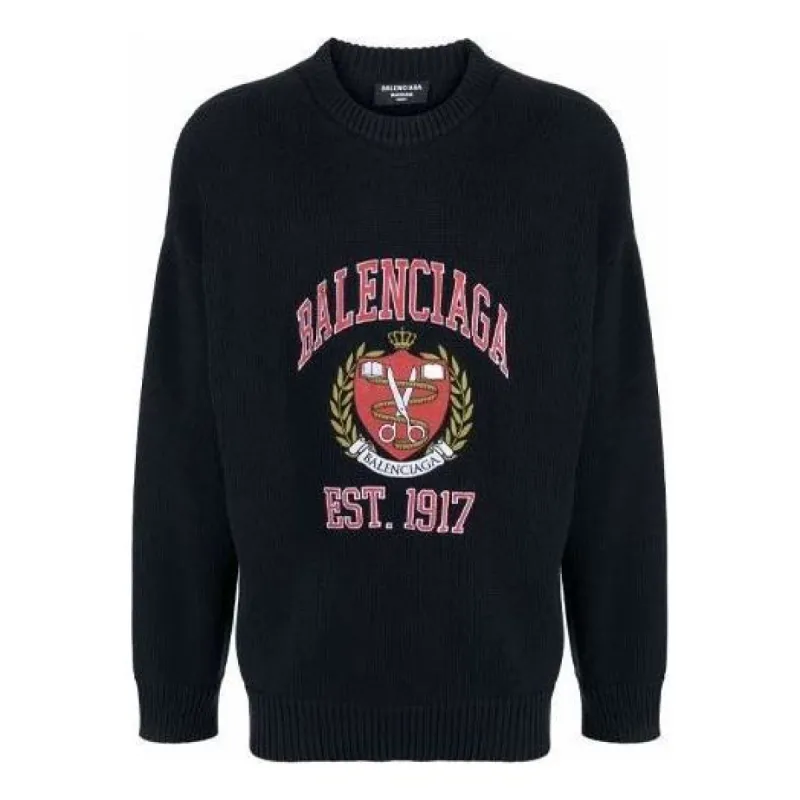 Balenciaga Est. 1917 College Logo Crewneck Sweater 'Black' 675267T32171000 sold by KicksCrew