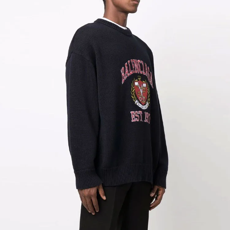 Balenciaga Est. 1917 College Logo Crewneck Sweater 'Black' 675267T32171000 sold by KicksCrew product image thumbnail 3