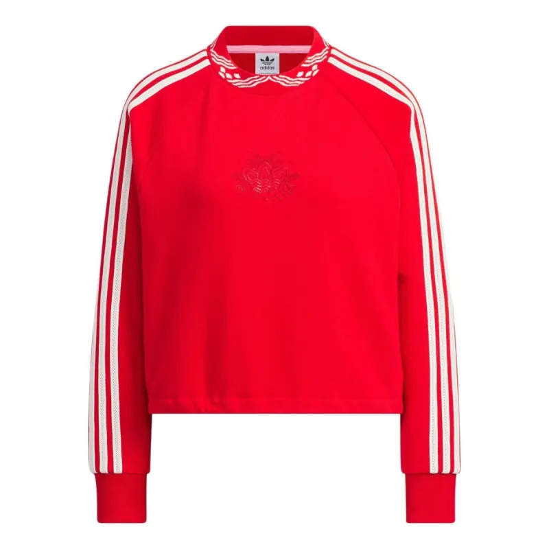 (WMNS) Adidas Originals Jacquard Rib Crewneck Sweatshirt 'Red' IX4228 sold by KicksCrew