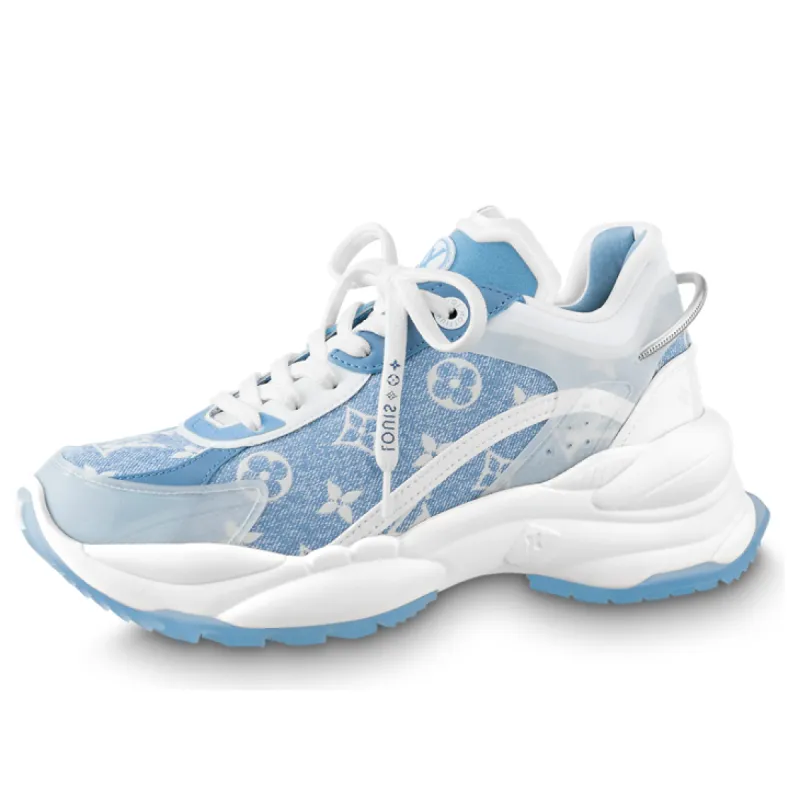 (WMNS) LOUIS VUITTON Run 55 Sneakers 'Blue Denim Monogram' 1AB39N sold by KicksCrew