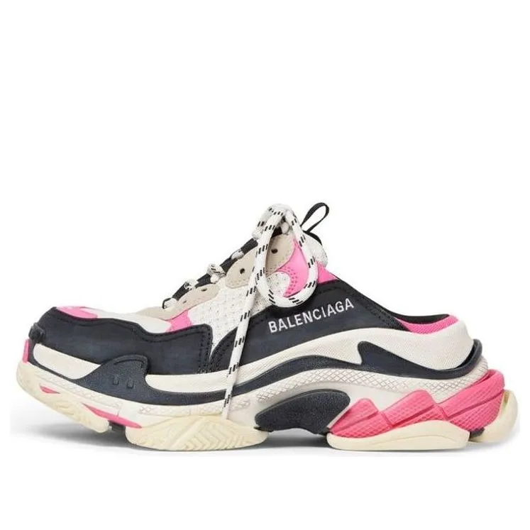 (WMNS) Balenciaga Triple S Mules 'White Pink and Black Double Foam and Mesh' 755686W3SM15671 sold by KicksCrew