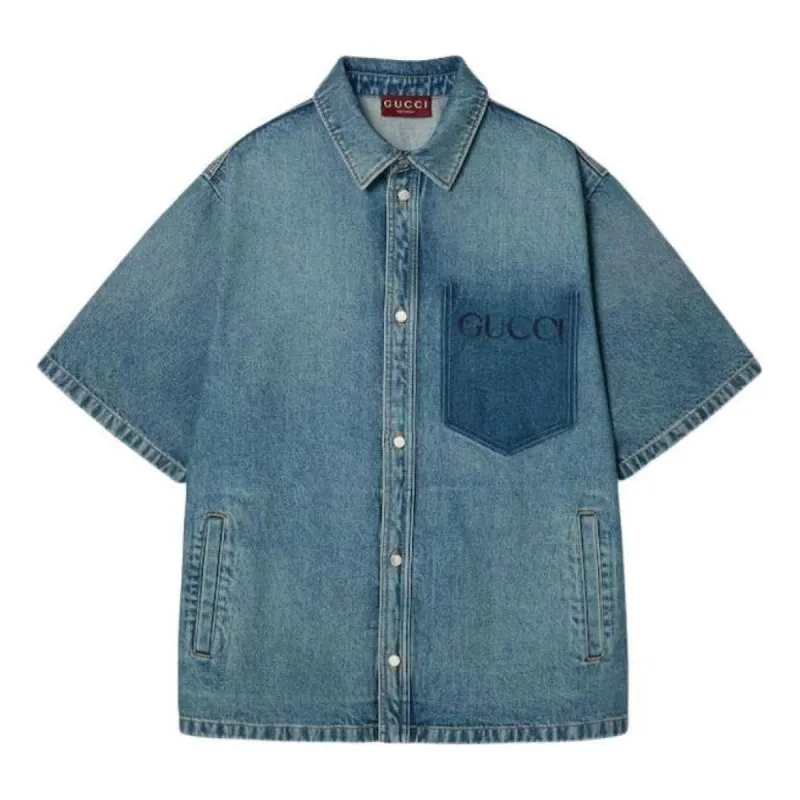 Gucci GUCCI Print Denim Shirt 'Blue' 785759-XDCZI-4597 sold by KicksCrew