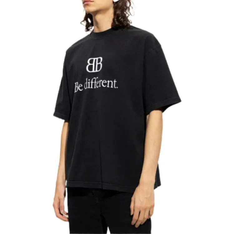Balenciaga BB Be Different T-Shirt Medium Fit 'Black' 612966TNVU91070 sold by KicksCrew product image thumbnail 5