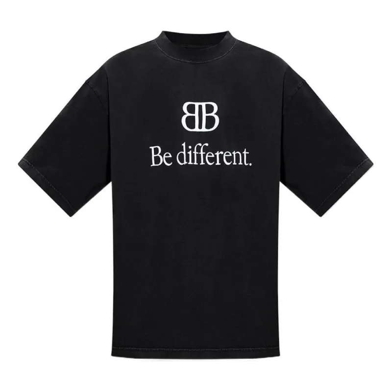 Balenciaga BB Be Different T-Shirt Medium Fit 'Black' 612966TNVU91070 sold by KicksCrew