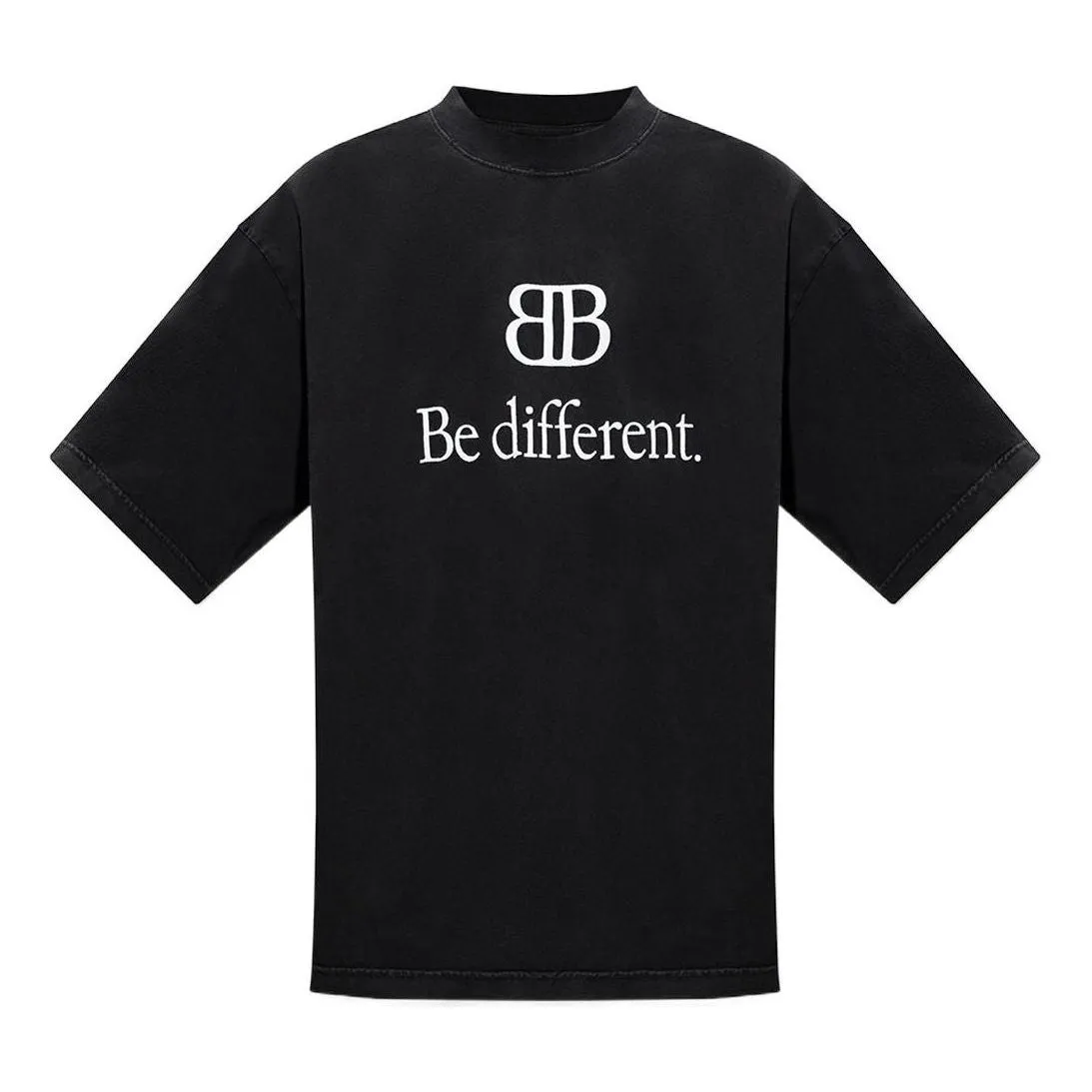 Balenciaga BB Be Different T-Shirt Medium Fit 'Black' 612966TNVU91070 sold by KicksCrew