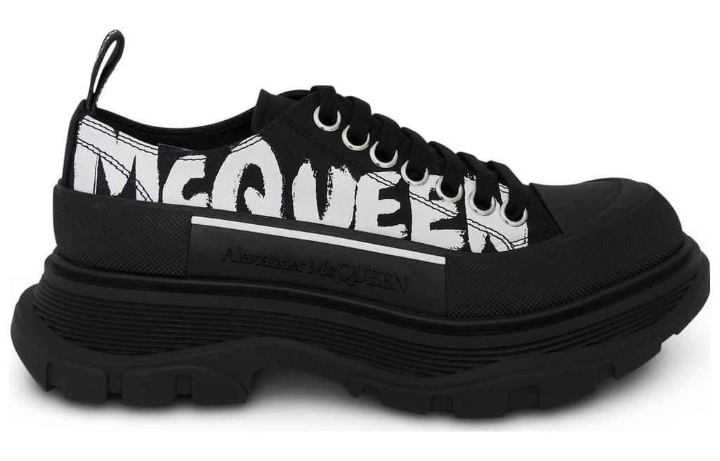 (WMNS) Alexander McQueen Tread Slick Low Lace Up Canvas Graffiti 'Black White' 676711W4RQ21006 sold by KicksCrew product image thumbnail 2