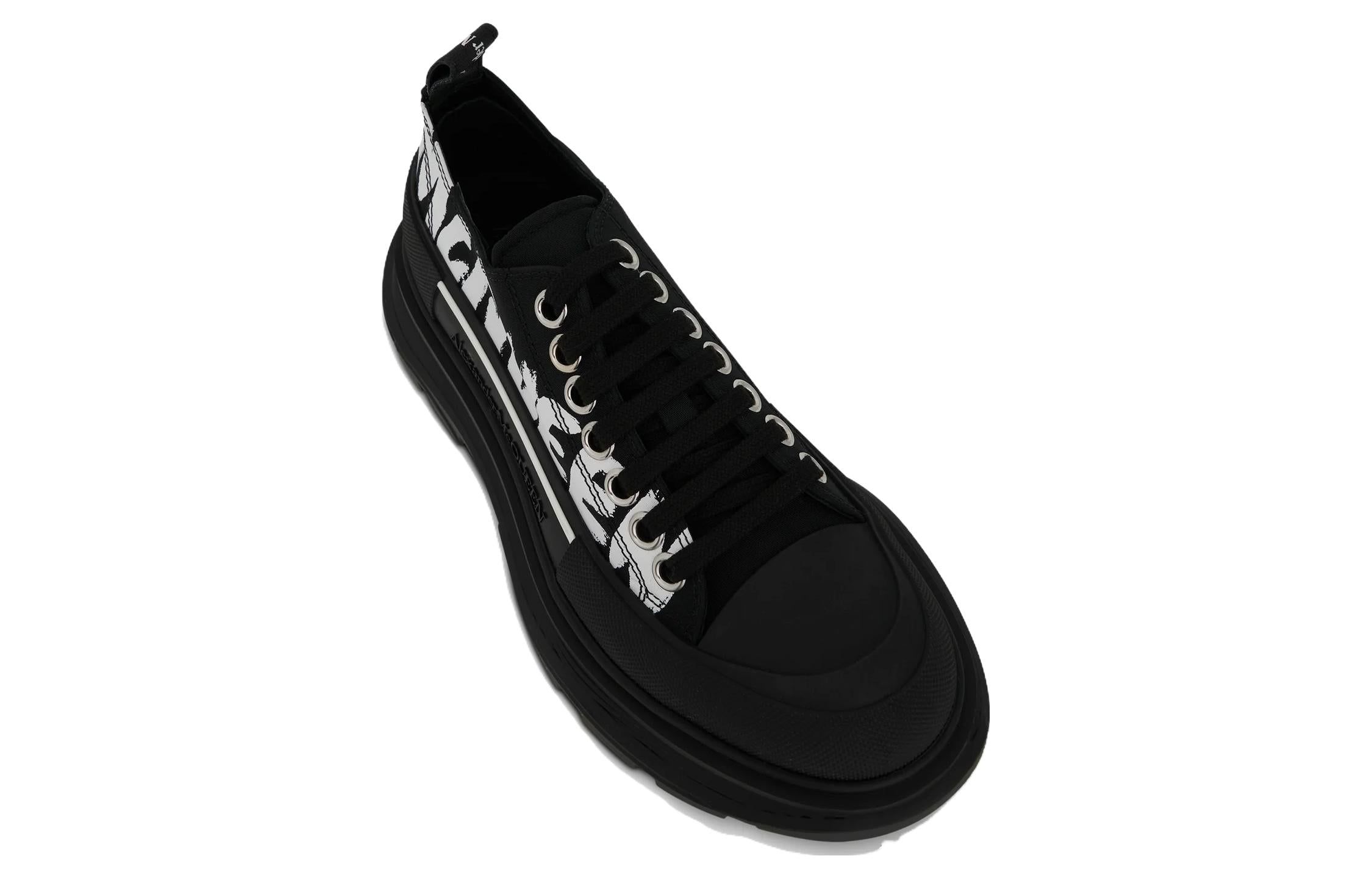 (WMNS) Alexander McQueen Tread Slick Low Lace Up Canvas Graffiti 'Black White' 676711W4RQ21006 sold by KicksCrew product image thumbnail 4