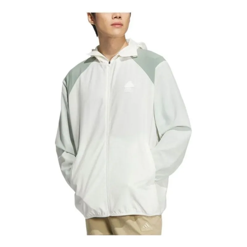 adidas Woven UPF Colorblocked Jacket 'White Teal' JJ1304 sold by KicksCrew
