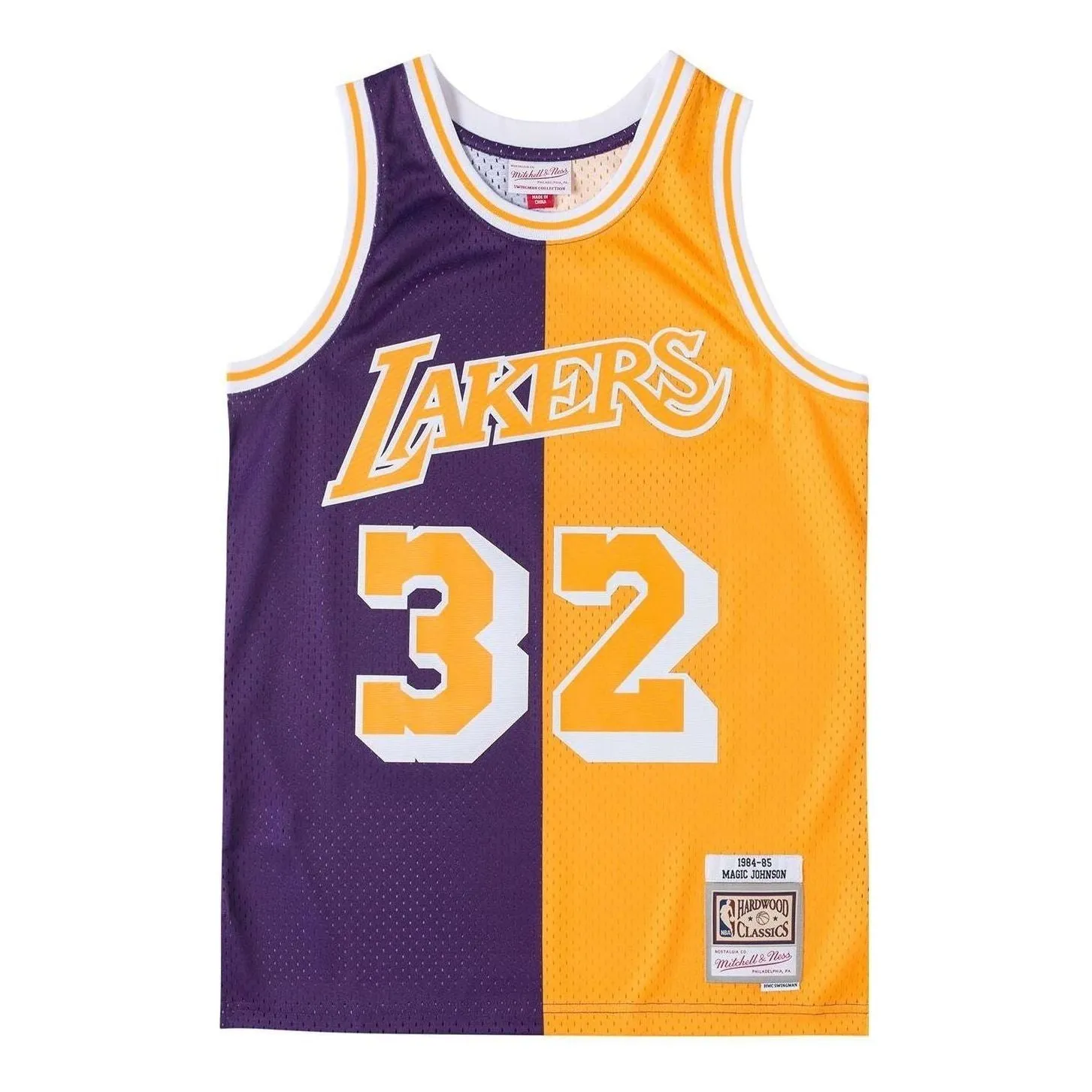 Mitchell & Ness x NBA Los Angeles Lakers 1984-85 Split Swingman Jersey 'Magic Johnson 32' SMJY4845-LAL96SONBLWH sold by KicksCrew