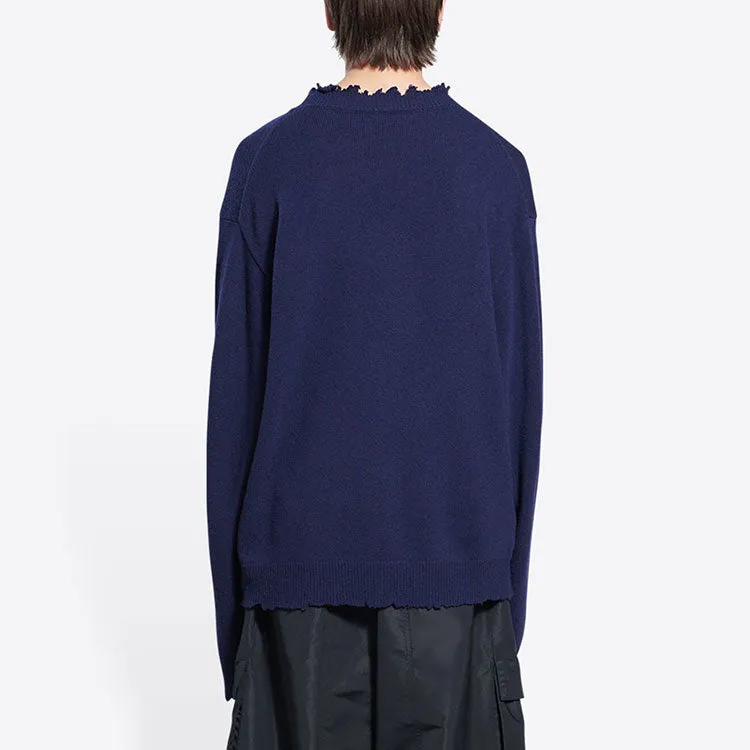 Balenciaga Double B Highneck Wool Knit Sweater 'Blue' 682010T16274011 sold by KicksCrew product image thumbnail 4