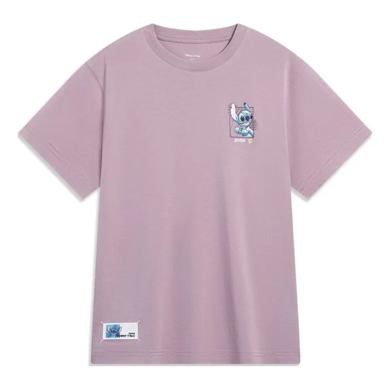 (WMNS) Li-Ning x Disney Stitch Graphic T-shirt 'Mauve' AHST500-3 sold by KicksCrew