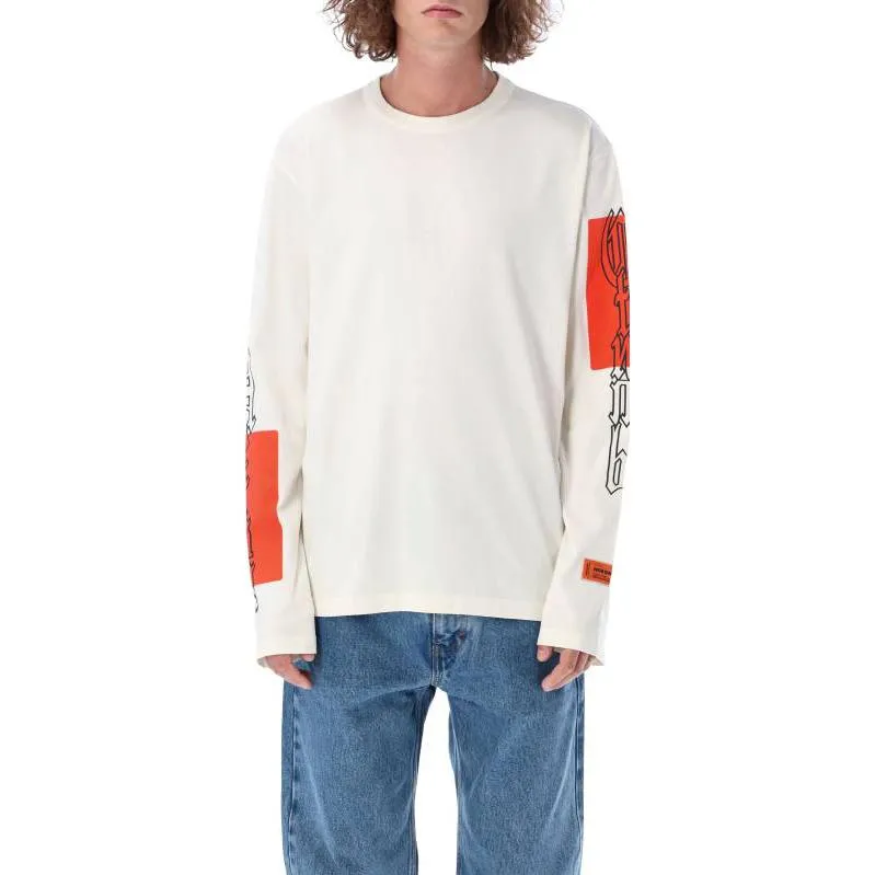 HERON PRESTON Fw22 Gothic Color Block Long-Sleeve T-shirt 'White Orange' HMAB026F22JER0020122 sold by KicksCrew product image thumbnail 3