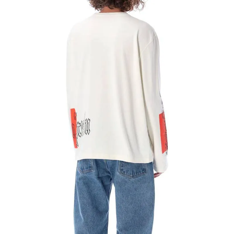HERON PRESTON Fw22 Gothic Color Block Long-Sleeve T-shirt 'White Orange' HMAB026F22JER0020122 sold by KicksCrew product image thumbnail 4