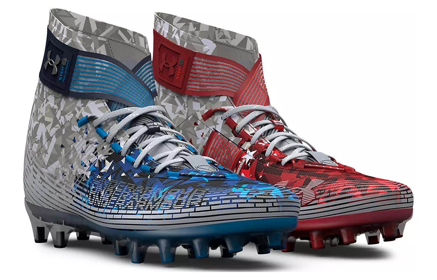 Under Armour Highlight MC LE USA Football Cleats 'Grey Blue Red' 3026340-100 sold by KicksCrew product image thumbnail 4