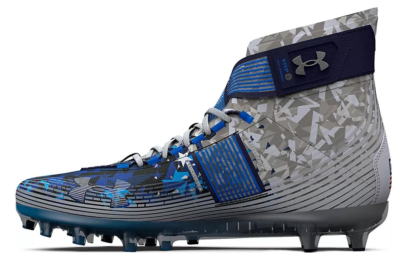 Under Armour Highlight MC LE USA Football Cleats 'Grey Blue Red' 3026340-100 sold by KicksCrew product image thumbnail 2