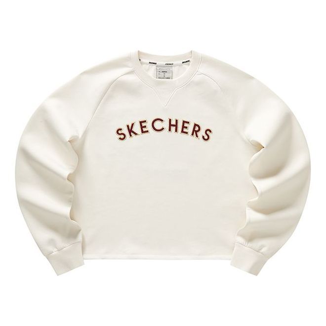 (WMNS) Skechers Logo Printed Crew Sweater 'White Red' L123W011-00PS sold by KicksCrew