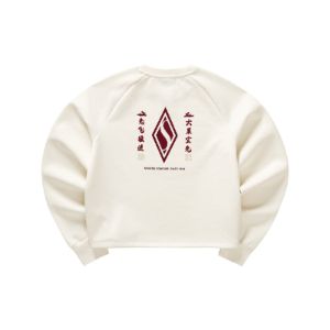 (WMNS) Skechers Logo Printed Crew Sweater 'White Red' L123W011-00PS sold by KicksCrew