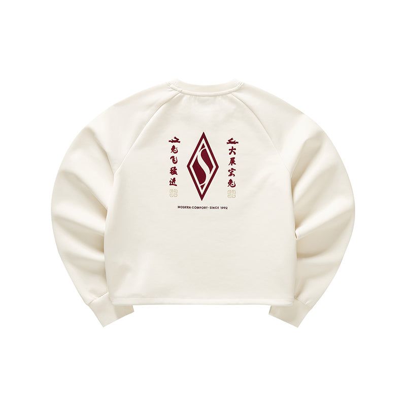 (WMNS) Skechers Logo Printed Crew Sweater 'White Red' L123W011-00PS sold by KicksCrew product image thumbnail 2