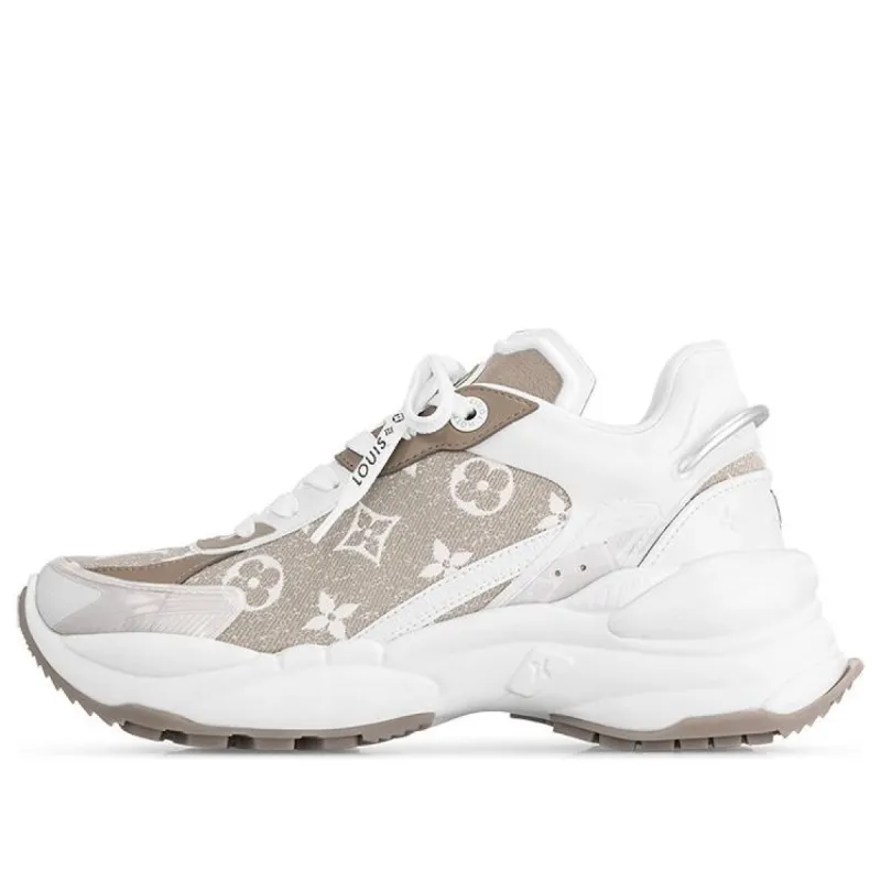 (WMNS) LOUIS VUITTON Run 55 Sneakers 'Beige Monogram with Brown White' 1AC28C sold by KicksCrew
