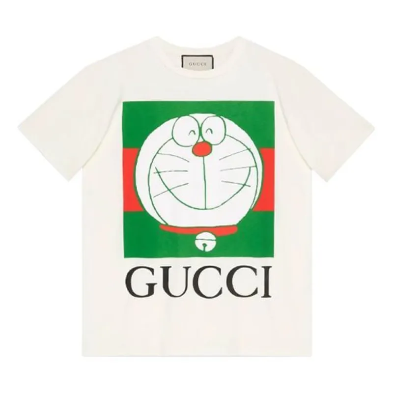 (WMNS) GUCCI x Doraemon Logo-print T-shirt 'White' 615044-XJDIM-9095 sold by KicksCrew