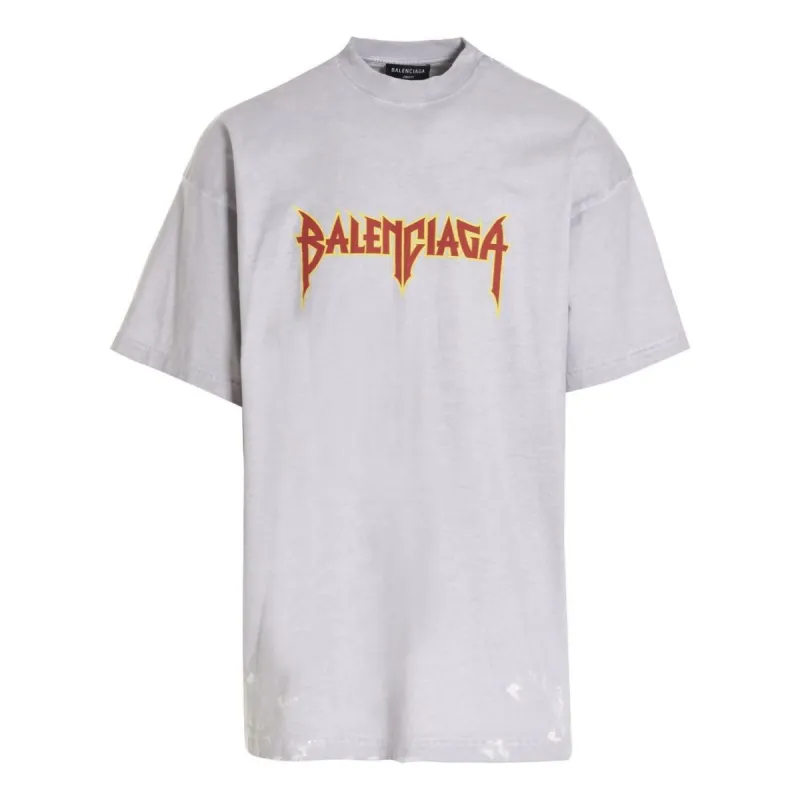 Balenciaga Metallica Short Sleeve T-Shirt Oversized Fit 'White Orange' 694576TMV880901 sold by KicksCrew