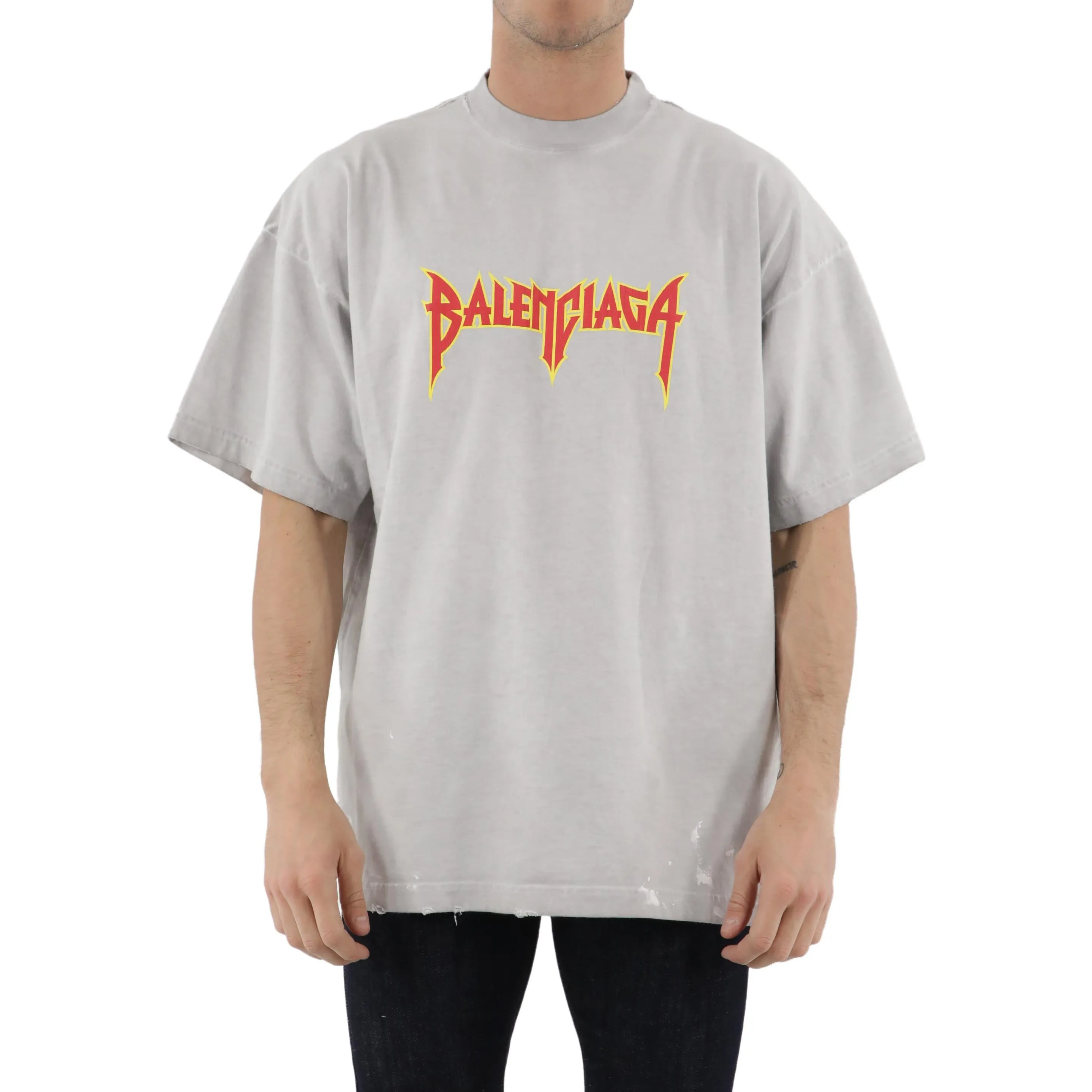 Balenciaga Metallica Short Sleeve T-Shirt Oversized Fit 'White Orange' 694576TMV880901 sold by KicksCrew product image thumbnail 4