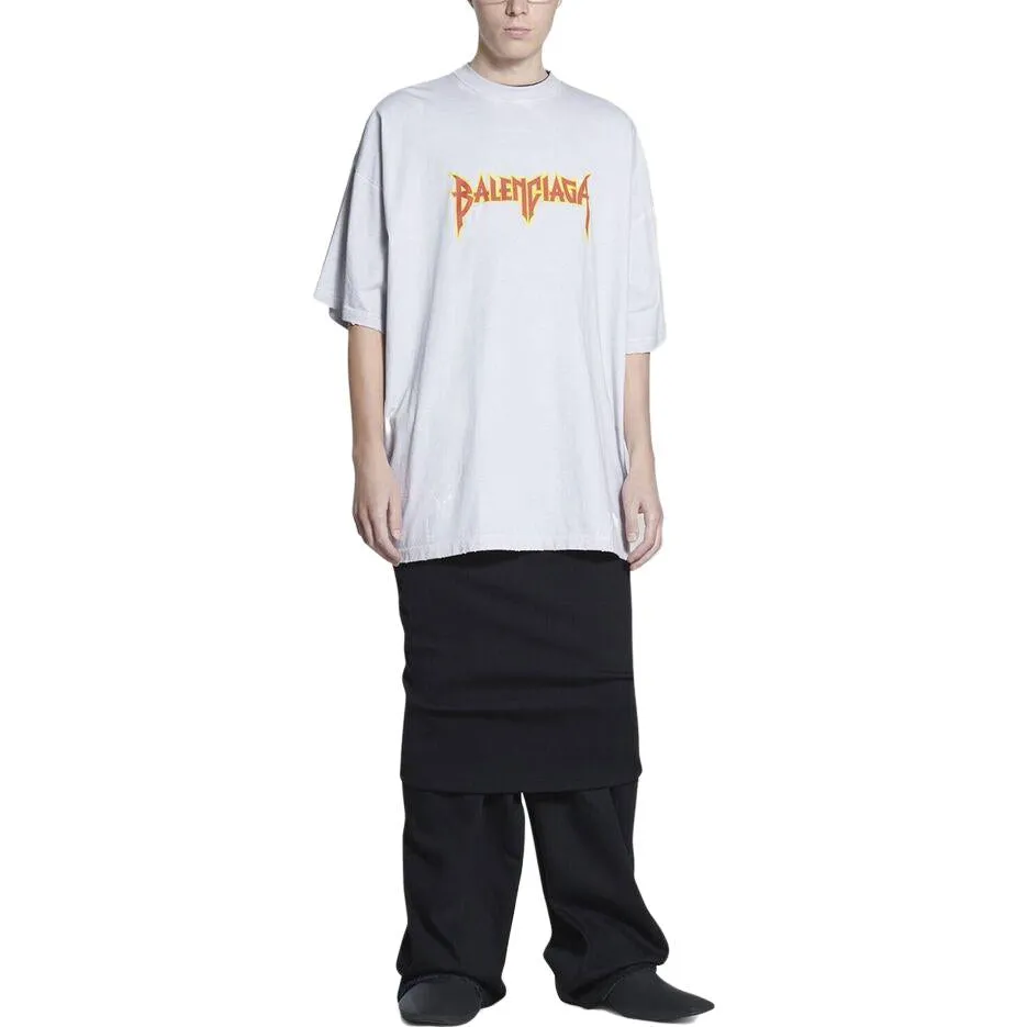 Balenciaga Metallica Short Sleeve T-Shirt Oversized Fit 'White Orange' 694576TMV880901 sold by KicksCrew product image thumbnail 3