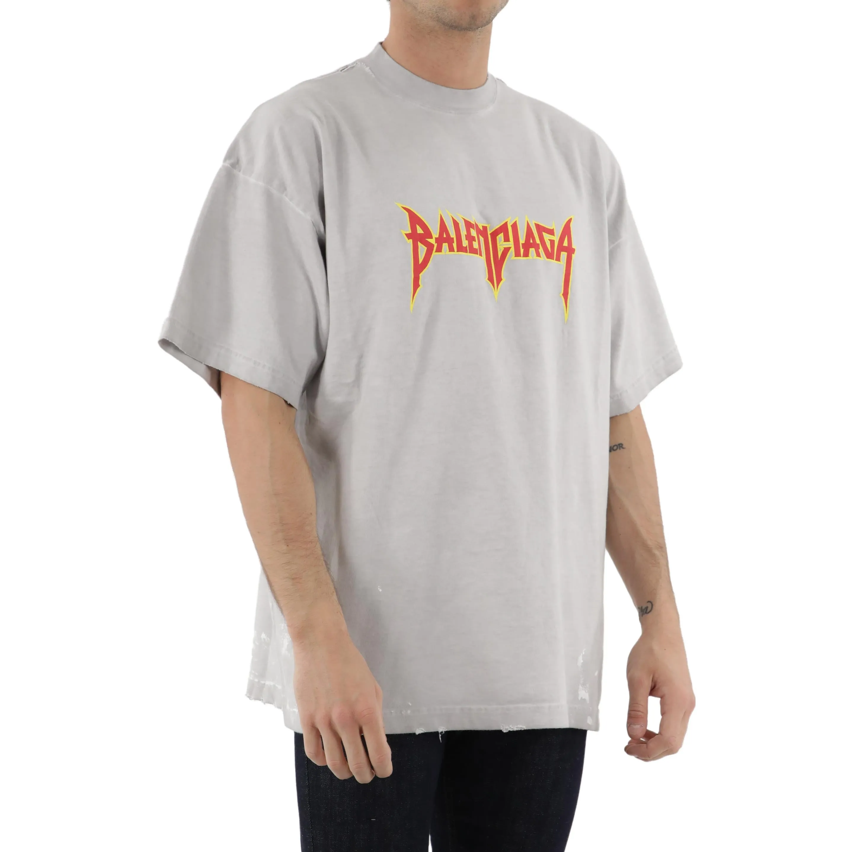 Balenciaga Metallica Short Sleeve T-Shirt Oversized Fit 'White Orange' 694576TMV880901 sold by KicksCrew product image thumbnail 5