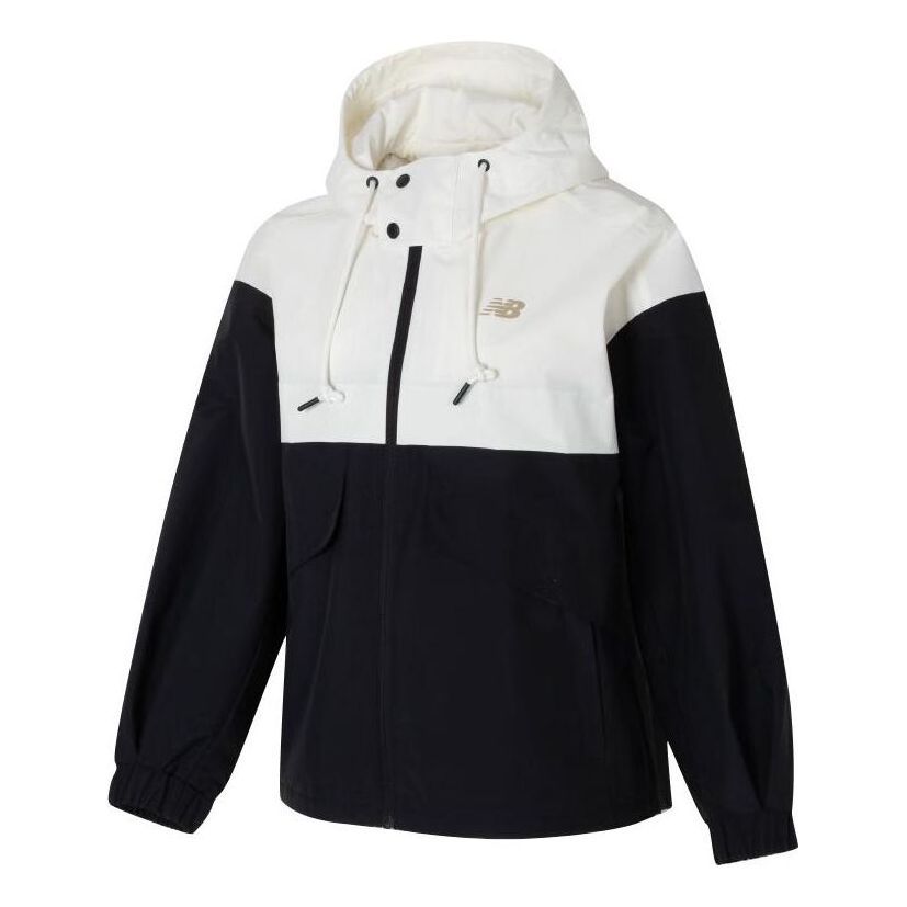 (WMNS) New Balance Color Block Jacket 'White Black' NAE11312-BK sold by KicksCrew